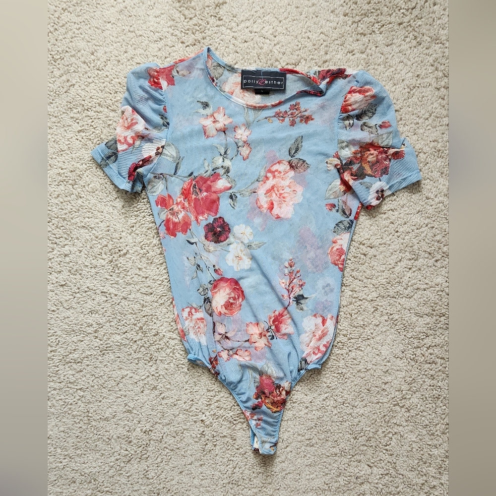 Forever 21 and Polly & Esther Floral sheer bodysuit